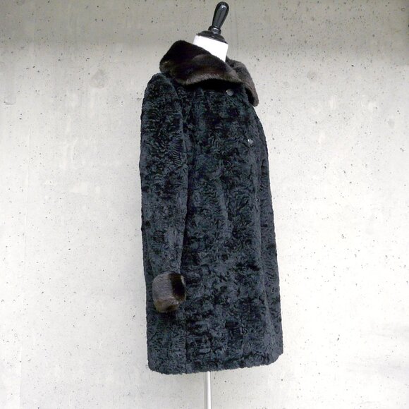 Vintage Dubrowsky & Joseph faux fur Persian / curly lamb coat / jacket, SM-MED - Picture 2 of 10